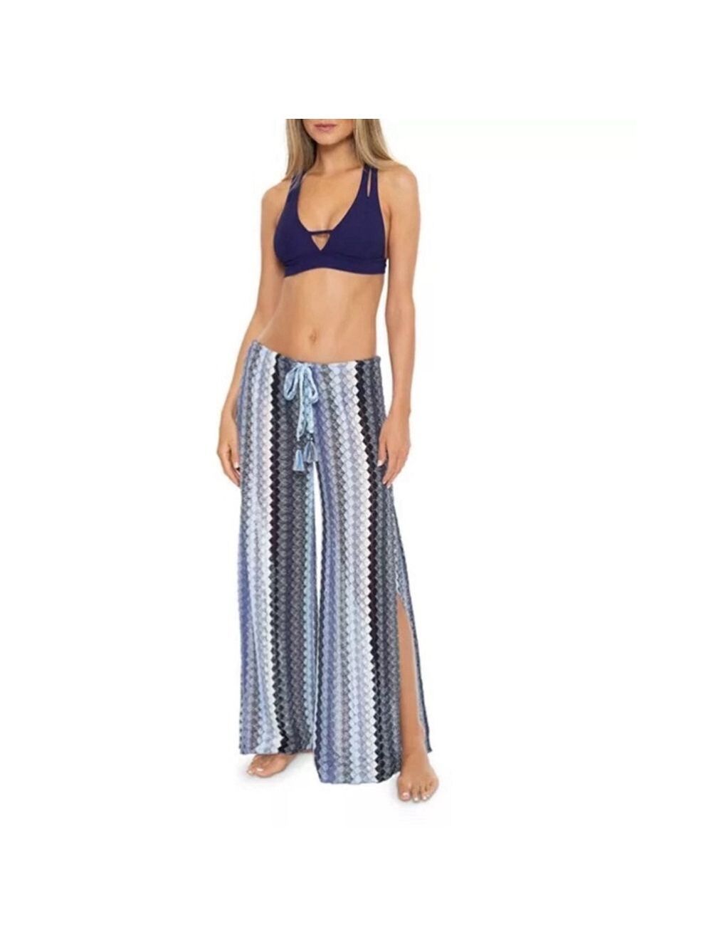 BECCA by Rebecca Virtue Sunset Soiree Crochet Split Leg Cover Up Pants Size M